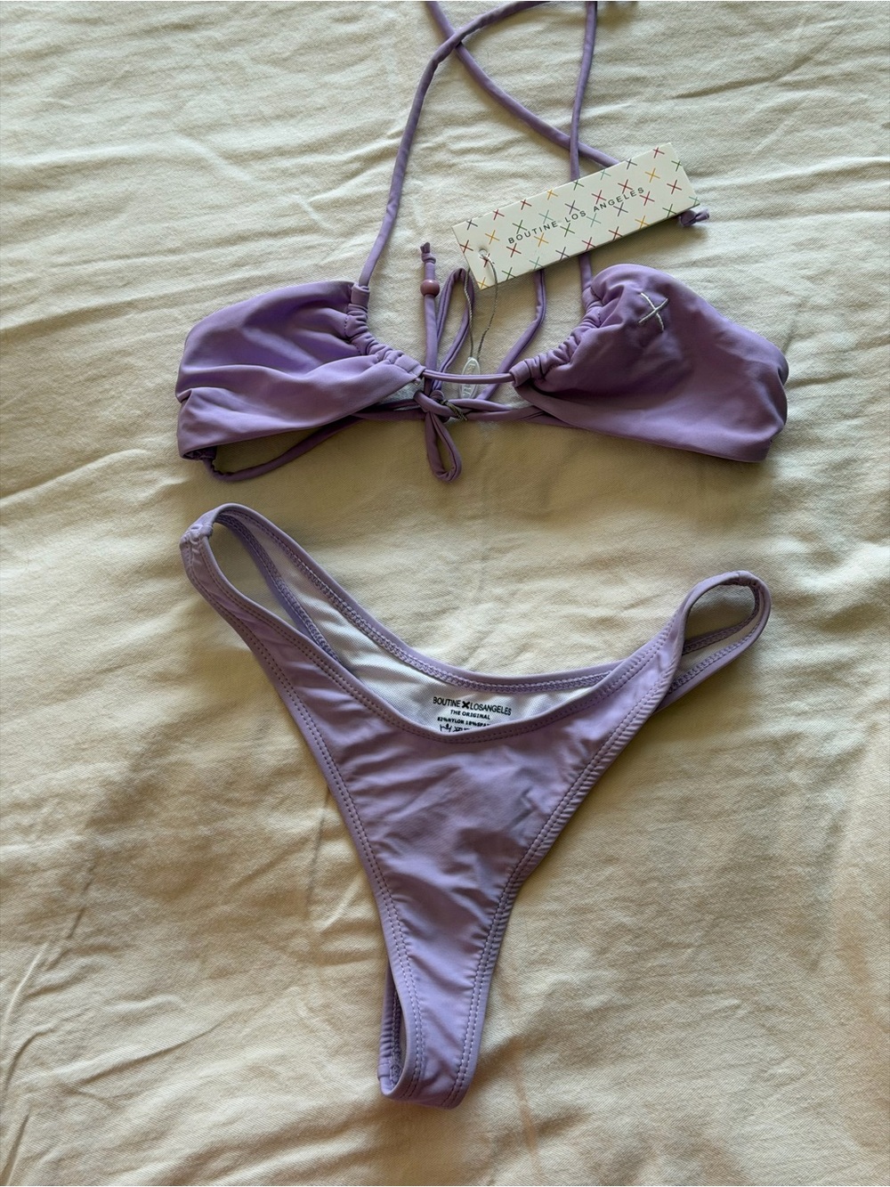 Solid Lilac String Bikini Set - Women Swim
